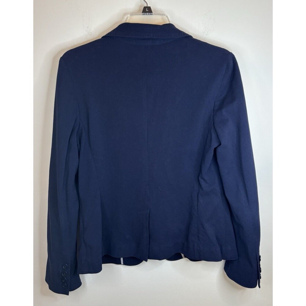 TALBOTS Blazer Navy Blue Women 10 Single Breasted Cotton Jacket Nautical Office - Picture 3 of 14